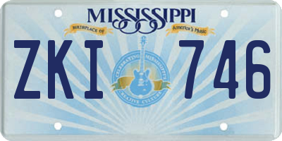 MS license plate ZKI746