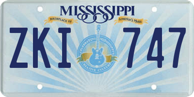MS license plate ZKI747