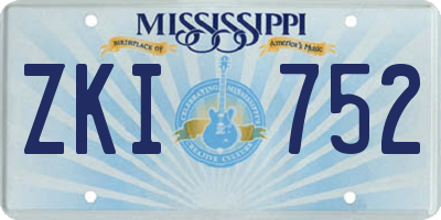 MS license plate ZKI752