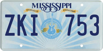MS license plate ZKI753