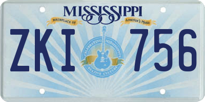 MS license plate ZKI756