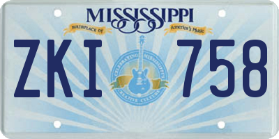 MS license plate ZKI758