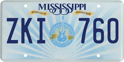 MS license plate ZKI760
