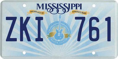 MS license plate ZKI761