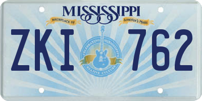 MS license plate ZKI762
