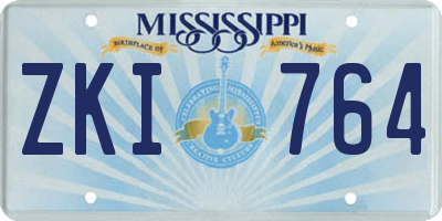 MS license plate ZKI764