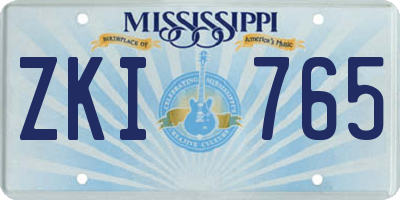 MS license plate ZKI765