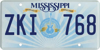 MS license plate ZKI768