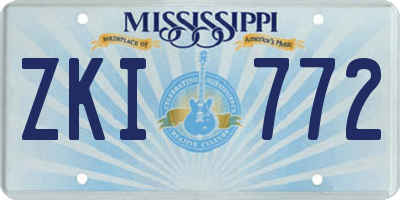 MS license plate ZKI772