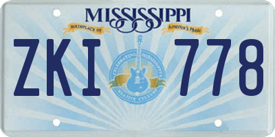 MS license plate ZKI778