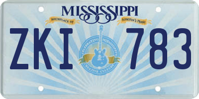 MS license plate ZKI783