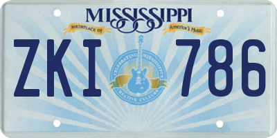 MS license plate ZKI786