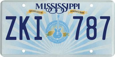 MS license plate ZKI787