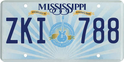 MS license plate ZKI788