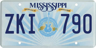 MS license plate ZKI790