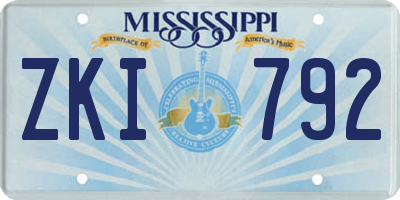 MS license plate ZKI792