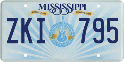 MS license plate ZKI795
