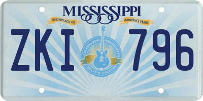 MS license plate ZKI796