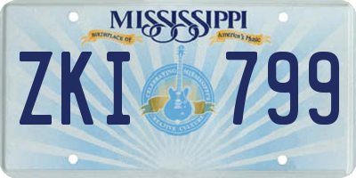 MS license plate ZKI799
