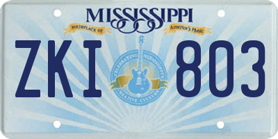 MS license plate ZKI803
