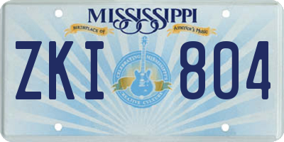 MS license plate ZKI804