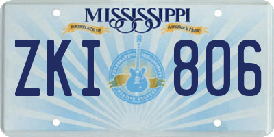 MS license plate ZKI806