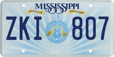 MS license plate ZKI807
