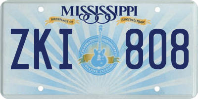 MS license plate ZKI808