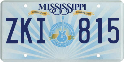 MS license plate ZKI815