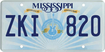 MS license plate ZKI820