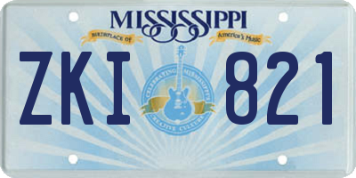 MS license plate ZKI821