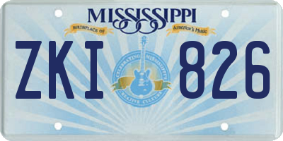 MS license plate ZKI826