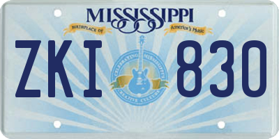 MS license plate ZKI830