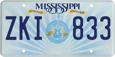 MS license plate ZKI833