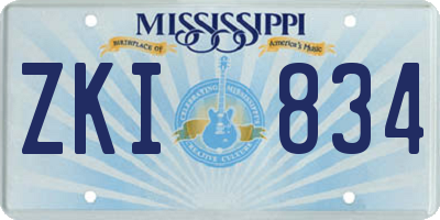MS license plate ZKI834