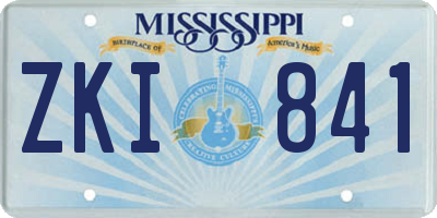 MS license plate ZKI841