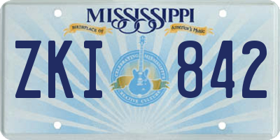 MS license plate ZKI842