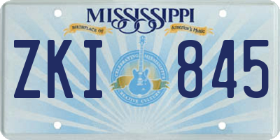 MS license plate ZKI845