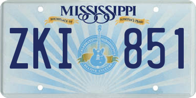 MS license plate ZKI851