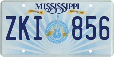 MS license plate ZKI856