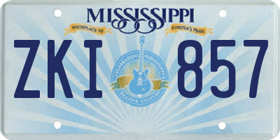 MS license plate ZKI857