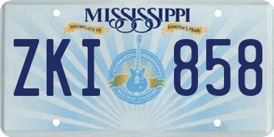 MS license plate ZKI858