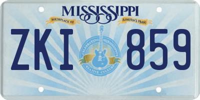MS license plate ZKI859