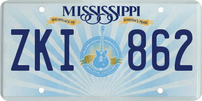 MS license plate ZKI862