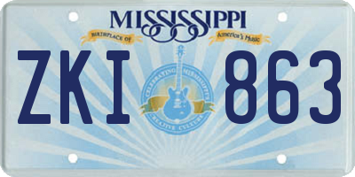 MS license plate ZKI863