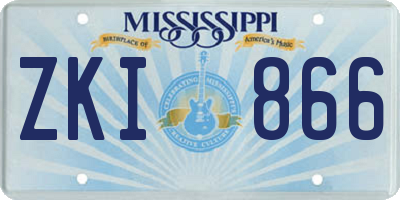 MS license plate ZKI866