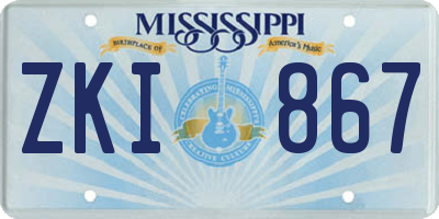 MS license plate ZKI867