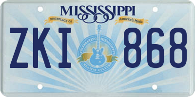 MS license plate ZKI868