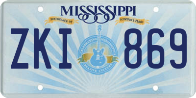 MS license plate ZKI869
