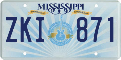 MS license plate ZKI871